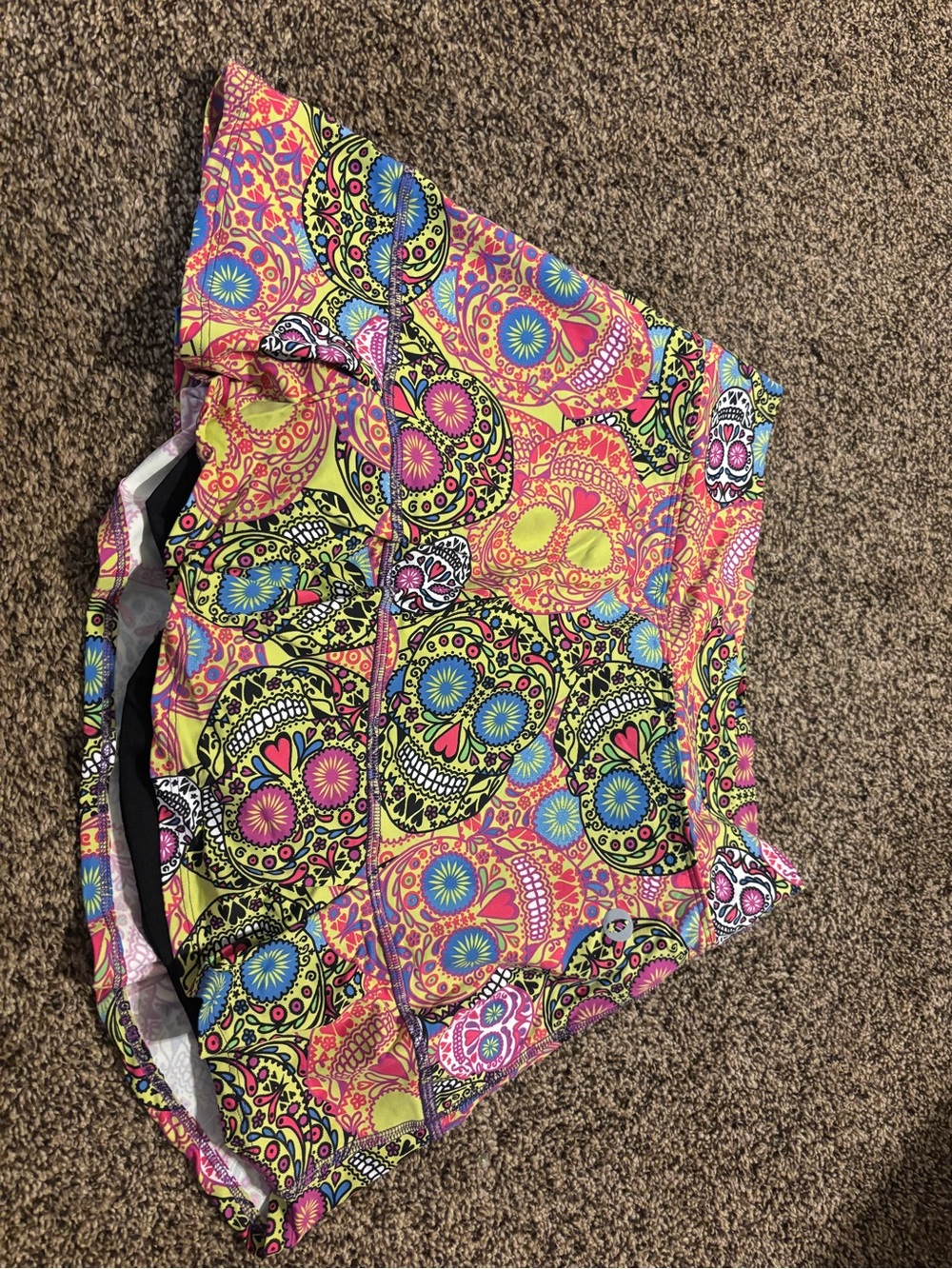 Vibrant Multi-Color Mini Skirt with Sugar Skull Print